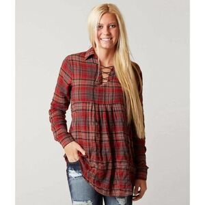 Gimmicks Plaid Tunic Top BKE Women's large